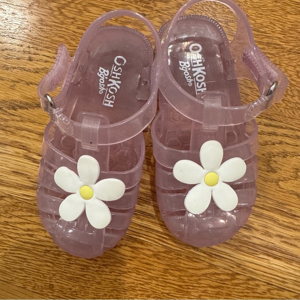 OshKosh B'gosh Kids Translucent Pink Jelly Sandals with Daisy Sz 6c